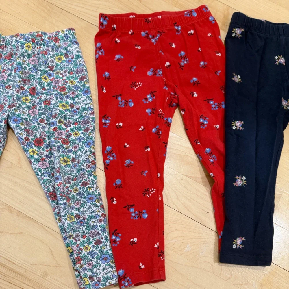 GAP Kids Red, Blue, and Black Patterned Leggings Trio
